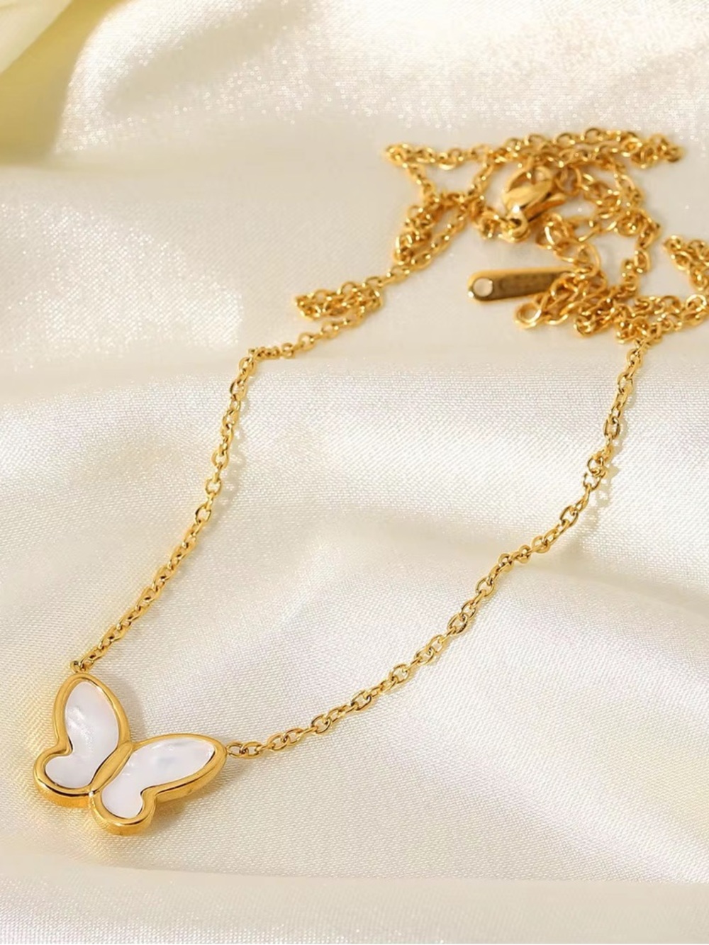 18K Gold Plated Butterfly Pendant Necklace - Picture 7 of 11
